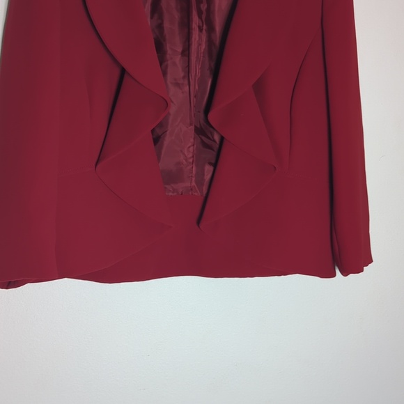 Alex Marie Womens Blazer Ruffle Cropped Quiet Luxury Business Casual Red Size 10 - Picture 7 of 11